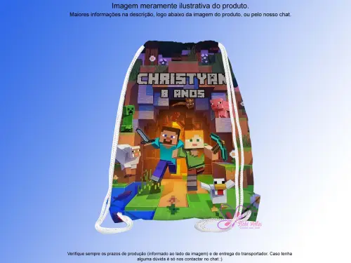 Mochilinha Saco Personalizada Minecraft