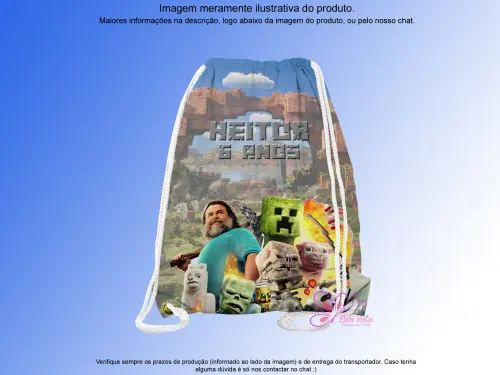 Mochilinha Saco Personalizada Minecraft