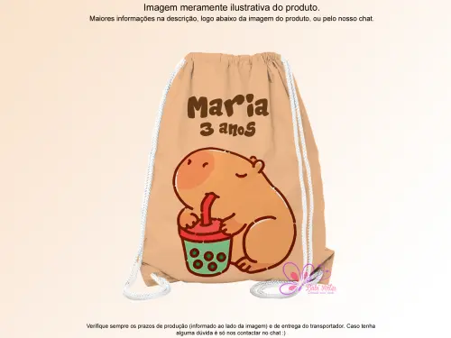 Mochilinha Saco Personalizada Capivara
