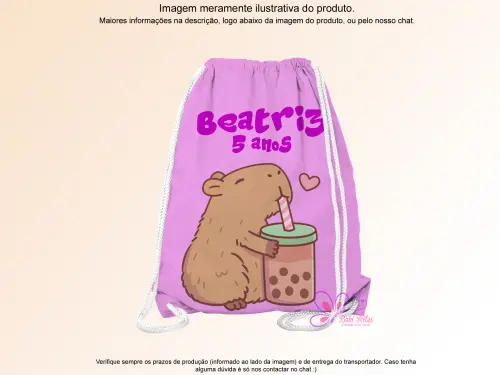 Mochilinha Saco Personalizada Capivara
