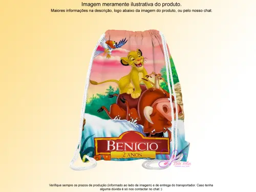 Mochilinha Saco Personalizada O Rei Leão