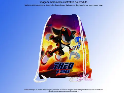 Mochilinha Saco Personalizada Sonic