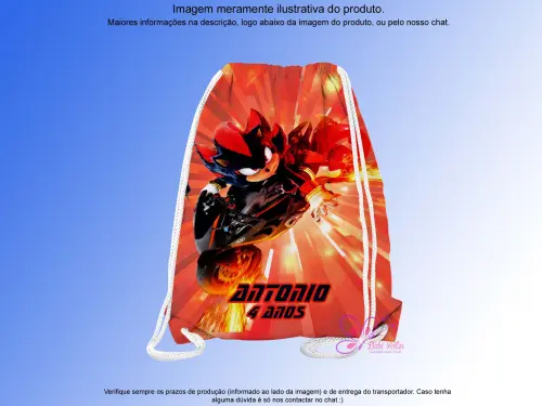 Mochilinha Saco Personalizada Sonic