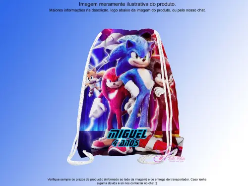 Mochilinha Saco Personalizada Sonic