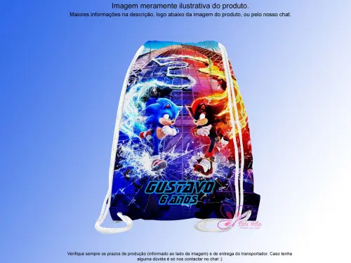 Mochilinha Saco Personalizada Sonic
