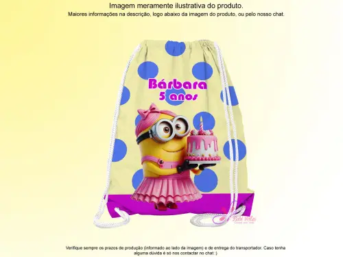 Mochilinha Saco Personalizada Minions