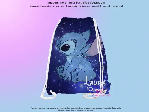 Mochilinha Saco Personalizada Stitch