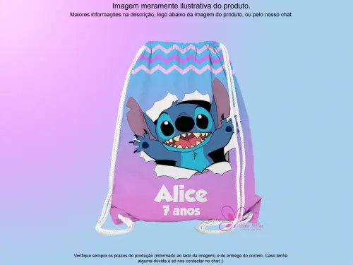 Mochilinha Saco Personalizada Stitch