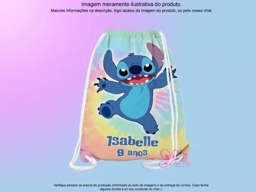 Mochilinha Saco Personalizada Stitch