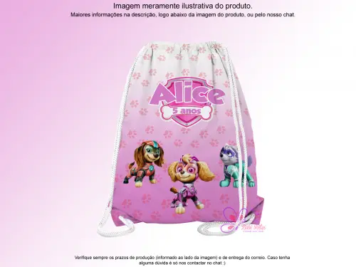 Mochilinha Saco Personalizada Patrulha Canina