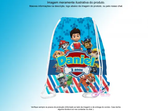 Mochilinha Saco Personalizada Patrulha Canina