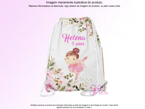 Mochilinha Saco Personalizada Bailarina