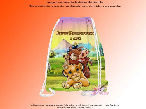 Mochilinha Saco Personalizada O Rei Leão