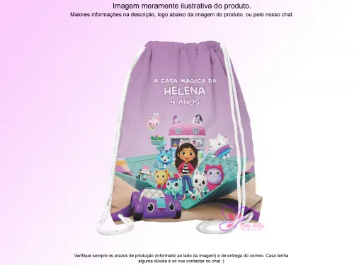 Mochilinha Saco Personalizada A casa Mágica da Gabby