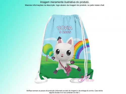 Mochilinha Saco Personalizada A casa Mágica da Gabby