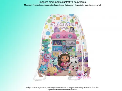 Mochilinha Saco Personalizada A casa Mágica da Gabby