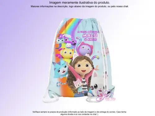 Mochilinha Saco Personalizada A casa Mágica da Gabby