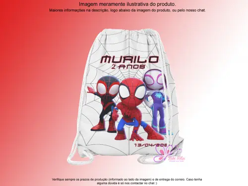 Mochilinha Saco Personalizada Homem Aranha