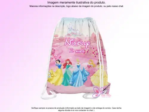 Mochilinha Saco Personalizada Princesas