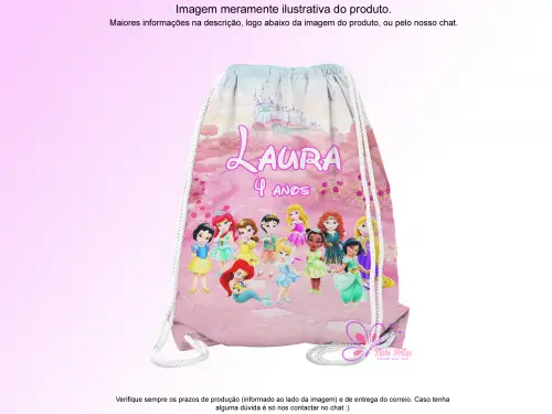 Mochilinha Saco Personalizada Princesas