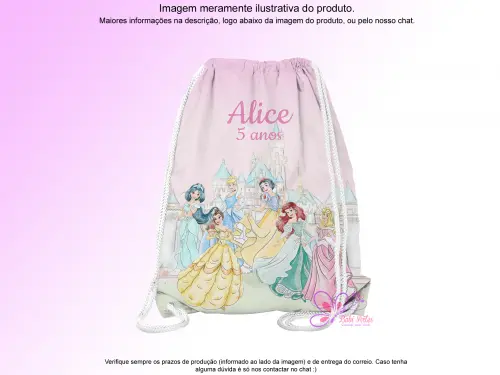 Mochilinha Saco Personalizada Princesas