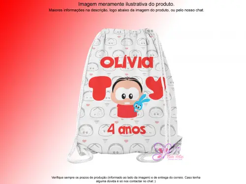 Mochilinha Saco Personalizada Turma da Monica
