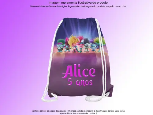 Mochilinha Saco Personalizada Trolls