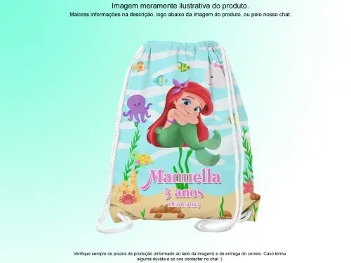 Mochilinha Saco Personalizada Sereia