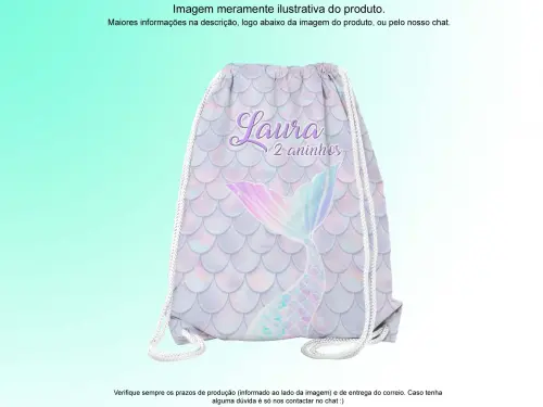Mochilinha Saco Personalizada Sereia