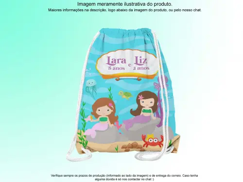 Mochilinha Saco Personalizada Sereia