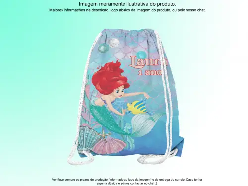 Mochilinha Saco Personalizada Sereia