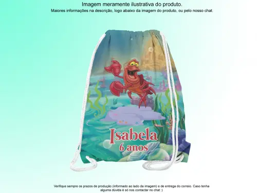 Mochilinha Saco Personalizada Sereia