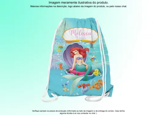 Mochilinha Saco Personalizada Sereia