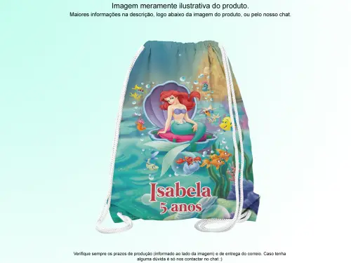 Mochilinha Saco Personalizada Sereia