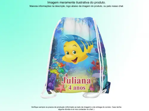 Mochilinha Saco Personalizada Sereia