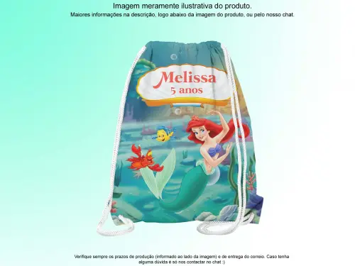 Mochilinha Saco Personalizada Sereia