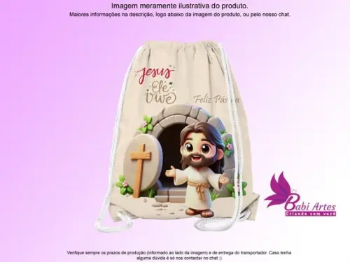 Mochilinha Personalizada Páscoa Cristo Vive