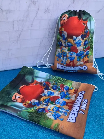 Mochilinha Personalizada Smurfs