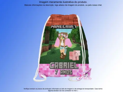 Mochilinha Personalizada Minecraft