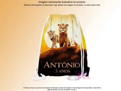 Mochilinha Personalizada Mufasa o Rei Leão