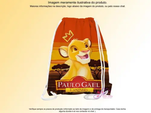 Mochilinha Personalizada o Rei Leão