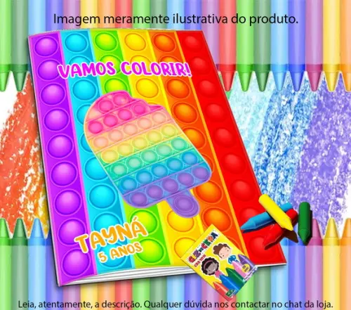 Revistinha p/ Colorir Personalizada Pop It+ Giz de Cera