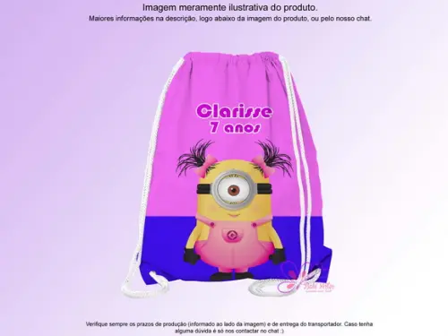 Mochilinha Personalizada Minions Rosa