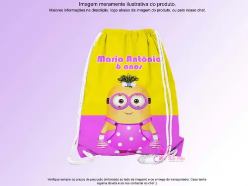 Mochilinha Personalizada Minions Rosa