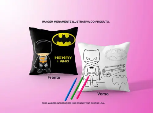 Almofadinha Batman C/verso p/ Colorir+canetinhas