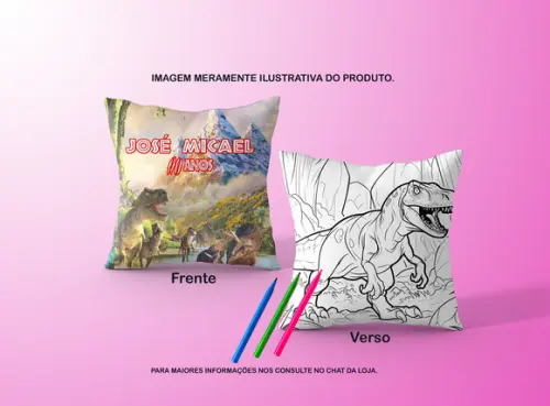 Almofadinha Dinossauro C/verso p/ Colorir+canetinhas