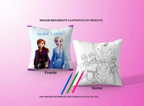 Almofadinha Princesas Cute C/verso p/ Colorir+canetinhas