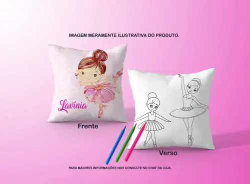 Almofadinha Bailarina C/verso p/ Colorir+canetinhas