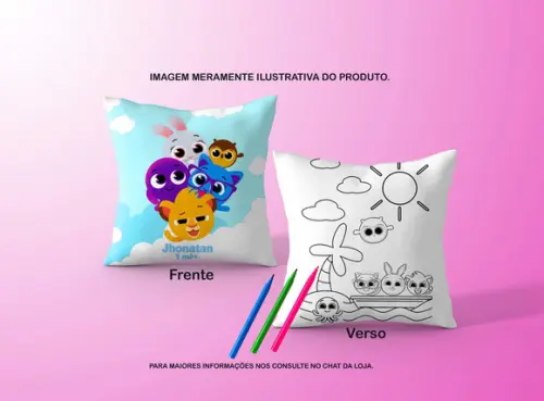Almofadinha Bolofofos C/verso p/ Colorir+canetinhas