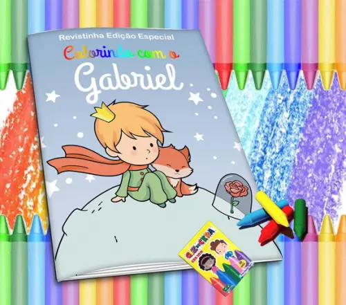 Revistinha p/ Colorir Person Pequeno Principe + Giz de Cera